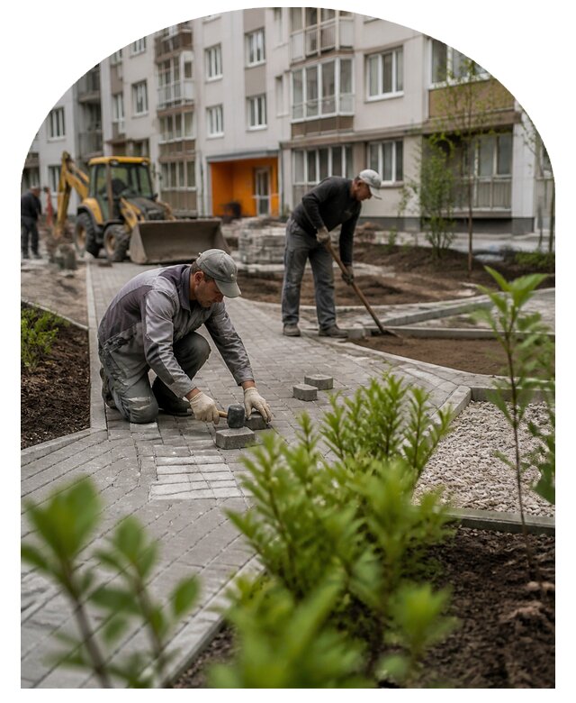 Благоустройство двора многоквартирного дома в Луховицах